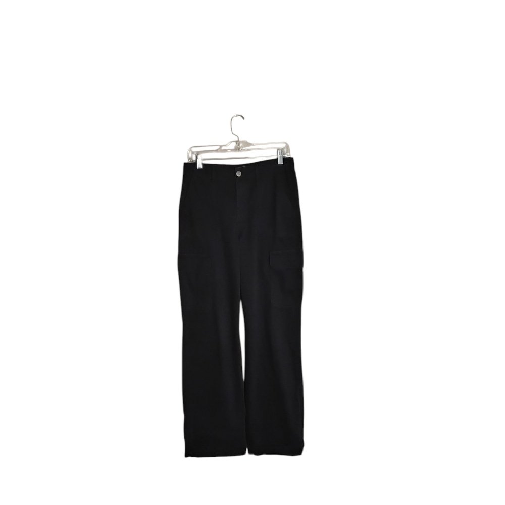 Zara Women's 6 Navy Cargo High-Rise Pockets Straight Leg Cotton Pant